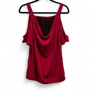 Source Unknown Red Cold Shoulder Blouse